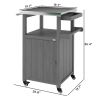 Outdoor Grill Cart with Stainless Steel Top & Solid Wood Cabinet – Dark Gray