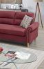 Paprika Red Reversible Sectional Sofa with Chaise and Pillows – Nailhead Trim