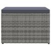 Garden Footstool Grey – Outdoor Poly Rattan Patio Ottoman with Cushion