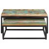 Reclaimed Wood Nesting Coffee Table Set of 2 with Iron Frame