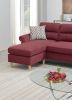 Paprika Red Reversible Sectional Sofa with Chaise and Pillows – Nailhead Trim