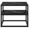 Console Table Black Tempered Glass with Powder-Coated Steel Frame
