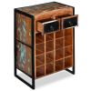 Industrial Wine Rack for 16 Bottles Solid Reclaimed Wood with Drawers