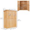 4x1.5ft Wooden Garden Storage Shed with Windows, Double Doors, and Shelves – Outdoor Tool Cabinet Organizer