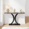 Faux Marble Console Table with Gold Geometric Base – Modern Entryway Table