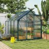 6' x 8' Walk-In Garden Greenhouse, Heavy-Duty Aluminum Frame with Polycarbonate Panels, Vent, Door & Rain Gutter