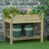 Outsunny 36" Raised Garden Bed with Legs and Storage Shelf – Elevated Wood Planter