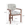 Dining Chairs Set of 2 Upholstered Arm Chairs, Beige Fabric with Rubber Wood Frame