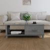 Dark Grey Pine Wood Coffee Table with Drawer – Modern Rectangular Living Room Table