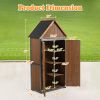 Outdoor Storage Cabinet 32.3"L x 21"W x 67"H, Metal Frame Garden Tool Shed for Patio, Backyard & Lawn (Brown)