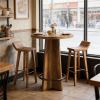 Rustic Round Bar Table 31.5" Bistro Coffee Table with Storage