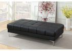 Black Bonded Leather Extra Large Ottoman with Metal Legs – Modern Cube Seating