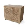 Amberly Teak Outdoor Storage Cabinet with Wheels and Soft-Close Doors