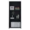 47" H Black 3-Shelf Bookcase – Modern Engineered Wood Storage Shelf