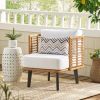 Outdoor Wicker Club Chair with Acacia Wood Legs