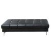 Black Bonded Leather Extra Large Ottoman with Metal Legs – Modern Cube Seating