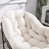 Outdoor Rattan Rocking Chair with Padded Cushion, Recliner Rocker for Porch, Patio & Living Room, White