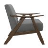 Modern Gray Fabric Accent Chair with Walnut Wood Frame