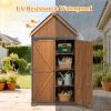 Outdoor Storage Cabinet 32.3"L x 21"W x 67"H, Metal Frame Garden Tool Shed for Patio, Backyard & Lawn (Brown)