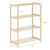 4-Tier Solid Pine Wood Shoe Rack Stackable Storage Organizer Natural Gray