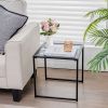 Tempered Glass Side Table with Metal Frame for Indoor & Outdoor