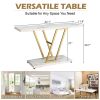 Industrial Console Table, 42" Narrow Entryway Sofa Table with Gold Metal & Faux Marble
