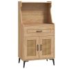 Coffee Bar Cabinet with Pegboard and Storage – Rustic Wood Buffet Cabinet