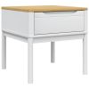 White Lamp Table – Solid Pine Wood Square Side Table with Storage Drawer