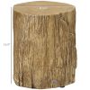Tree Stump Stool Side Table with Round Wood Grain Top, Indoor & Outdoor Use, Natural Finish