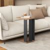 2-Tier C-Shaped Side Table with Wheels – Rustic Brown & Black