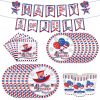 4th of July Patriotic Tableware & Decor Set — Plates, Cups, Napkins, Banner & Table Cover