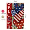 4th of July Patriotic Double-Sided Linen Garden Flag (12" x 18")