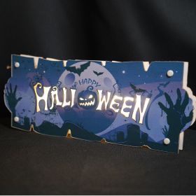 Halloween Front Door Sign – Welcome Sign for Home Party, Indoor & Outdoor Wall Decor (Color: CYAN)