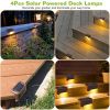 4-Pack Solar Powered LED Step Lights – Outdoor IP55 Dusk to Dawn Fence Lights