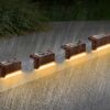 4-Pack Solar Powered LED Step Lights – Outdoor IP55 Dusk to Dawn Fence Lights