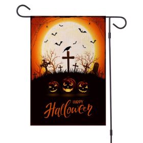 “Happy Halloween” Halloween Garden Flag – Double-Sided Burlap Yard Flag (Color: Pic A, size: 47x32cm)