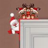 1pc Santa and Reindeer Christmas Door Corner Sign – Wooden Holiday Decor