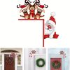 1pc Santa and Reindeer Christmas Door Corner Sign – Wooden Holiday Decor