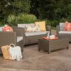 PUERTA 4-Piece Outdoor Wicker Patio Sofa Set with Cushions