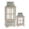 Wooden Candle Lantern Set, Decorative Hurricane Lanterns for Indoor & Outdoor Use