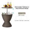 8 Gallon Patio Rattan Cooler Bar Table with Adjustable Ice Bucket