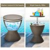 8 Gallon Patio Rattan Cooler Bar Table with Adjustable Ice Bucket