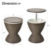 8 Gallon Patio Rattan Cooler Bar Table with Adjustable Ice Bucket