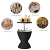 8 Gallon Patio Rattan Cooler Bar Table with Adjustable Ice Bucket