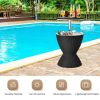 8 Gallon Patio Rattan Cooler Bar Table with Adjustable Ice Bucket