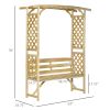 Outsunny Patio Garden Bench Arbor Arch with Pergola and Trellises – 3 Seat Wooden Outdoor Bench