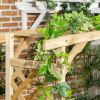 Outsunny Patio Garden Bench Arbor Arch with Pergola and Trellises – 3 Seat Wooden Outdoor Bench