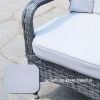 Direct Wicker Patio Fire Pit Dining Set – 6-Seat Rectangular Table with Aluminum Frame & Rattan Chairs