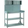 TOPMAX 65" Wooden Farmhouse Outdoor Potting Bench Table with Storage Shelves