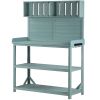 TOPMAX 65" Wooden Farmhouse Outdoor Potting Bench Table with Storage Shelves